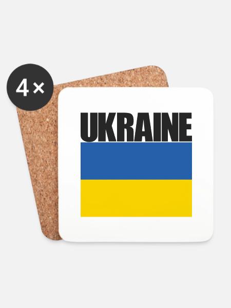 Ukraine, Die Flagge der Ukraine - Untersetzer (4er-Set) - Weiß