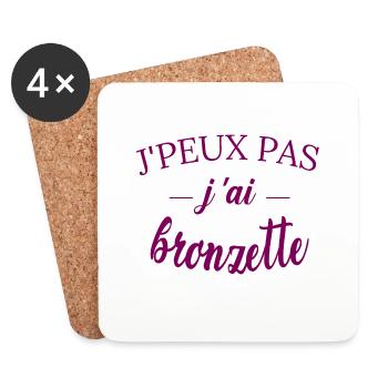 j peux pas j ai bronzette tee shirt plage drole - Dessous de verre (lot de 4) - blanc - Devant
