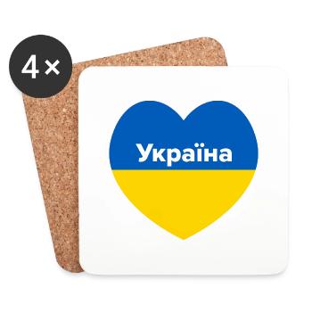 Ukraine blue yellow heart Ukraina - Coasters (set of 4) - white - Front