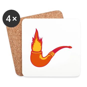 Feuer Tabakpfeife Raucher - Untersetzer (4er-Set) - Weiß - Vorne