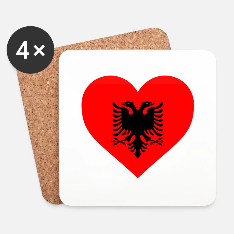 albanien - Untersetzer (4er-Set) - Weiß