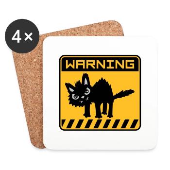 Warning dangerous cat - Coasters (set of 4) - white - Front