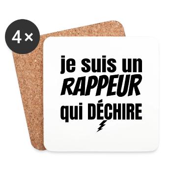 rappeur qui déchire - Dessous de verre (lot de 4) - blanc - Devant
