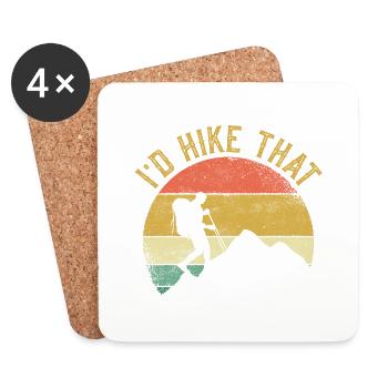 I'd Hike That Mountains Hiking Hiker - Coasters (set of 4) - white - Front