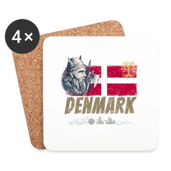 Danemark Vintage Flag Viking et Navire Souveni - Dessous de verre (lot de 4) - blanc - Devant