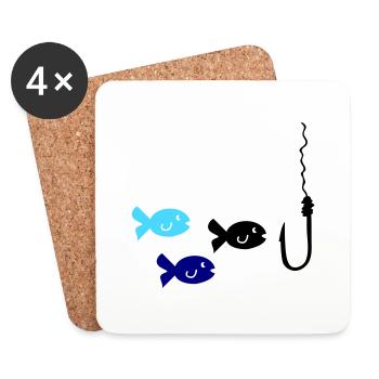 Fishing Fish - Coasters (set of 4) - white - Front