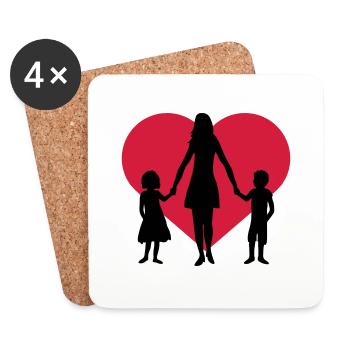 Herz 2 Kinder - Untersetzer (4er-Set) - Weiß - Vorne