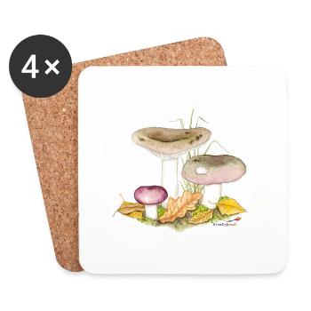 Frauen-Täubling (Russula cyanoxantha) - Untersetzer (4er-Set) - Weiß - Vorne