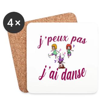 t shirt fille danse enfants qui dansent cadeau - Dessous de verre (lot de 4) - blanc - Devant