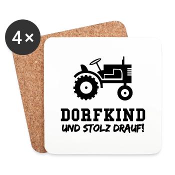 Traktor Dorfkind und Stolz drauf! - Untersetzer (4er-Set) - Weiß - Vorne