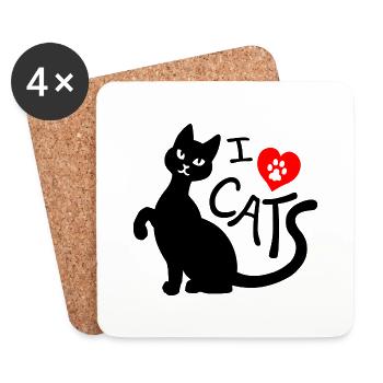 i love cats - Coasters (set of 4) - white - Front