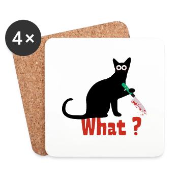 Murder cat. funny scary cat - Coasters (set of 4) - white - Front