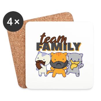 équipe famille chat barbe collègues de travail grand chat - Dessous de verre (lot de 4) - blanc - Devant