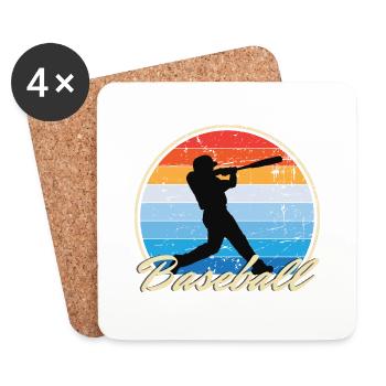 Joueur de baseball De baseball Vintage Retro Cadeau - Dessous de verre (lot de 4) - blanc - Devant