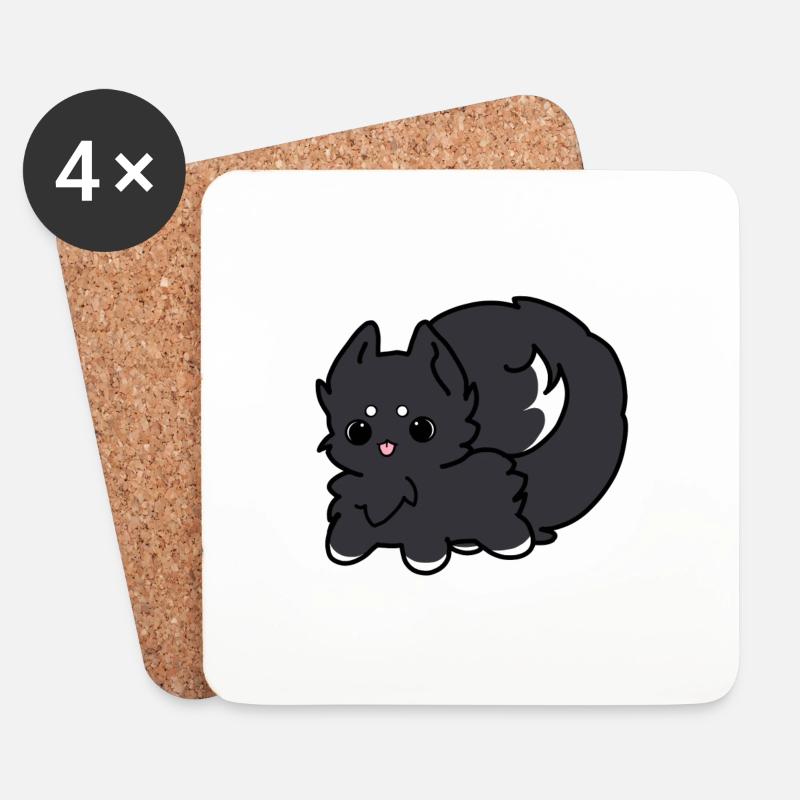 Chien mignon Noir Blanc - Dessous de verre (lot de 4) - blanc