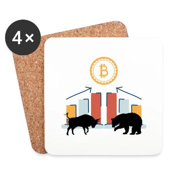 Design Bull & Bear Market /Bitcoin - Dessous de verre (lot de 4) - blanc - Devant