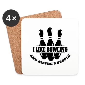Bowling Cone Bowler Gift Bowling Ball Bowling - Coasters (set of 4) - white - Front