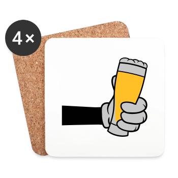 Bierglas anstoßen Comic Hand - Untersetzer (4er-Set) - Weiß - Vorne