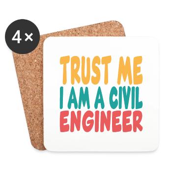 trust me i am a civil engineer - Dessous de verre (lot de 4) - blanc - Devant