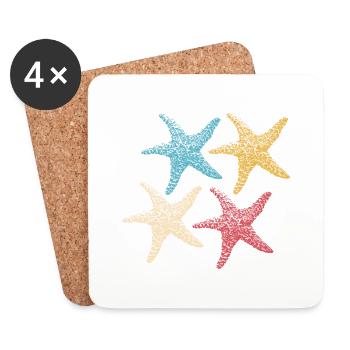 Couleurs rétro Starfish Animal Coloré Sea Silhouette 2 - Dessous de verre (lot de 4) - blanc - Devant