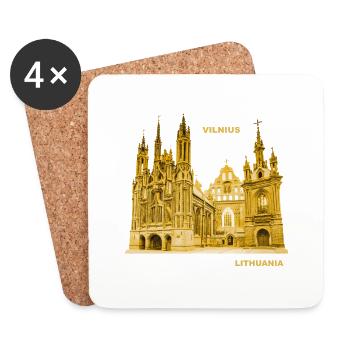 Lituanie Capitale Vilnius Cathédrale États baltes - Dessous de verre (lot de 4) - blanc - Devant