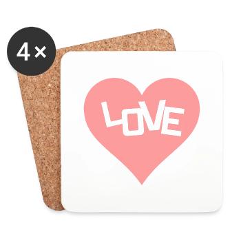 Love Liebe Herz - Untersetzer (4er-Set) - Weiß - Vorne