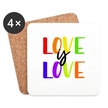 Love Is Love LGBTQ Gay Pride Rainbow Gay Festival - Coasters (set of 4) - white - Front