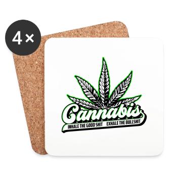 Les couleurs peuvent être modifiées | Cannanis Inhale Exhale - Dessous de verre (lot de 4) - blanc - Devant