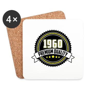 Colors can be changed | 1960 Emblem Premium Quality - Coasters (set of 4) - white - Front