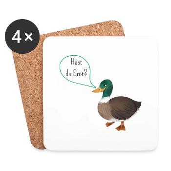 Ente "Hast du Brot?" - Untersetzer (4er-Set) - Weiß - Vorne