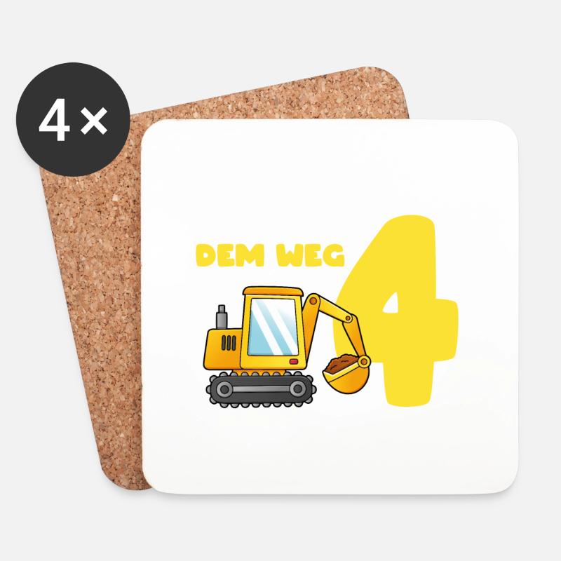 Aus dem Weg ich bin schon 4, Geschenkidee - Untersetzer (4er-Set) - Weiß