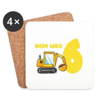 Aus dem Weg ich bin schon 6, Geschenkidee vintage - Untersetzer (4er-Set) - Weiß - Vorne