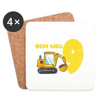 Aus dem Weg ich bin schon 9, Geschenkidee vintage - Untersetzer (4er-Set) - Weiß - Vorne