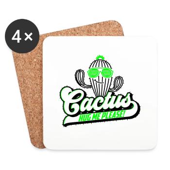 Farben änderbar | Kaktus Cactus Hug Me - Untersetzer (4er-Set) - Weiß - Vorne