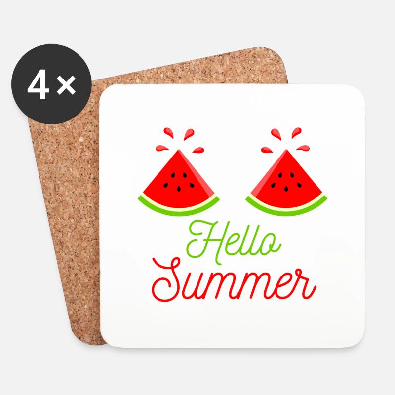 Hello Summer Watermelon - Coasters (set of 4) - white