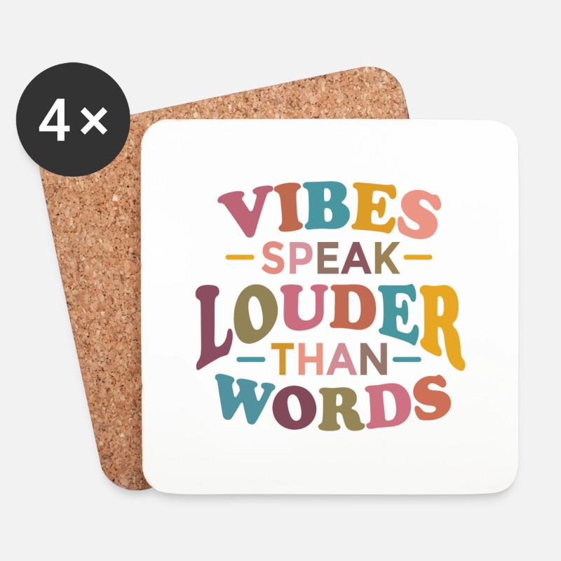 Vibes Speak Louder Than Words - Untersetzer (4er-Set) - Weiß