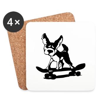Balades pour chiens skateboard pour les propriétaires de chiens Drôle - Dessous de verre (lot de 4) - blanc - Devant