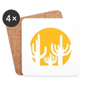 Round Silhouette Cactus Sun - Coasters (set of 4) - white - Front