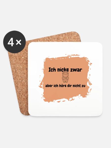 nicht zuhören - Untersetzer (4er-Set) - Weiß