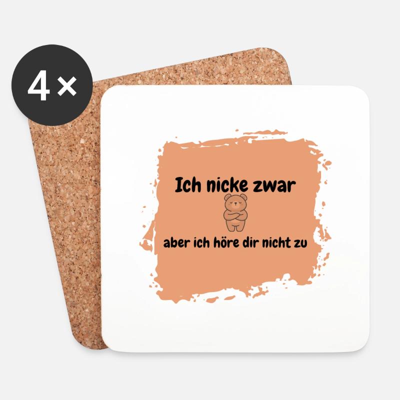 nicht zuhören - Untersetzer (4er-Set) - Weiß