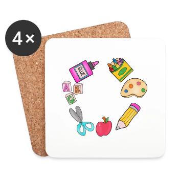 Lehrerinnen Lehrer Schule Lehrperson Lehrkörper - Untersetzer (4er-Set) - Weiß - Vorne