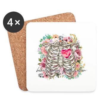 Beauty comes from within Heart Love Character - Coasters (set of 4) - white - Front