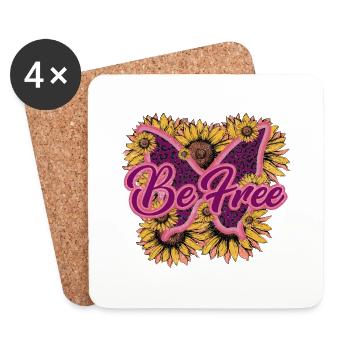 Libérez-vous Butterfly Retro Flowers Gratuit - Dessous de verre (lot de 4) - blanc - Devant