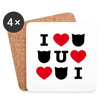 I love cats - Coasters (set of 4) - white - Front