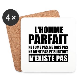 l homme parfait n existe pas - Dessous de verre (lot de 4) - blanc - Devant