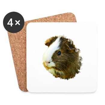 Cochon d’Inde Animal mignon Rongeur Cochon animal Cochon - Dessous de verre (lot de 4) - blanc - Devant