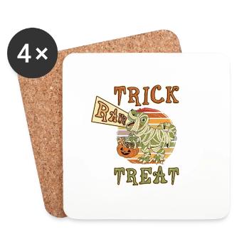 Halloween Trick Rawr Treat Dino Dinosaur Saying - Coasters (set of 4) - white - Front
