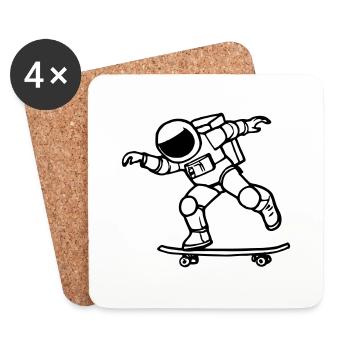 Astronaut fährt Skateboard Weltraum Astronauten - Untersetzer (4er-Set) - Weiß - Vorne