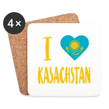 J’aime le Kazakhstan | Kazakhztan - Dessous de verre (lot de 4) - blanc - Devant