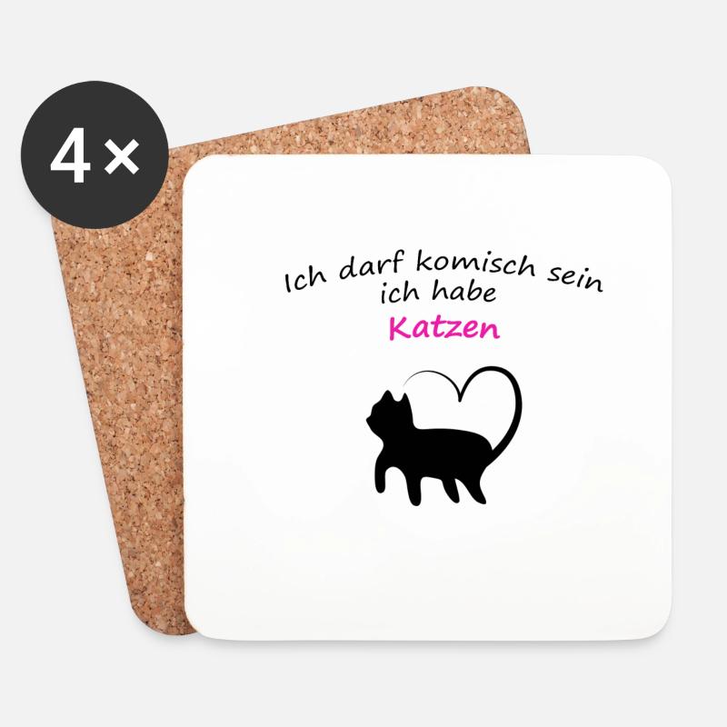 Ich darf komisch sein ich habe Katzen - Untersetzer (4er-Set) - Weiß